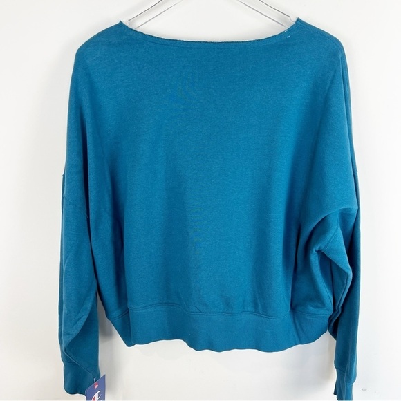 NEW Champion size XL French Terry Sweatshirt Blue Floral Logo Cropped Relaxed - Picture 7 of 11